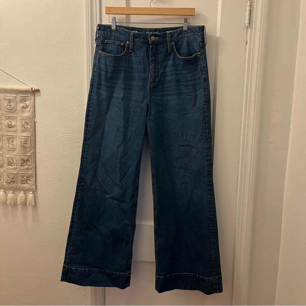 J. Crew Denim wide leg trouser in Wesly wash | size 32 - Picture 2 of 7